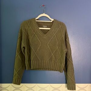 Cupcake Clothing Dark Green Cropped Knit Sweater